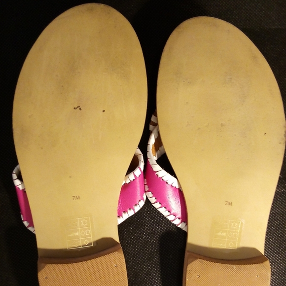 Jack Rogers - # 1 NWT, Pink & White Leather Thong Style Sandals, Size 7 M, - Picture 5 of 12